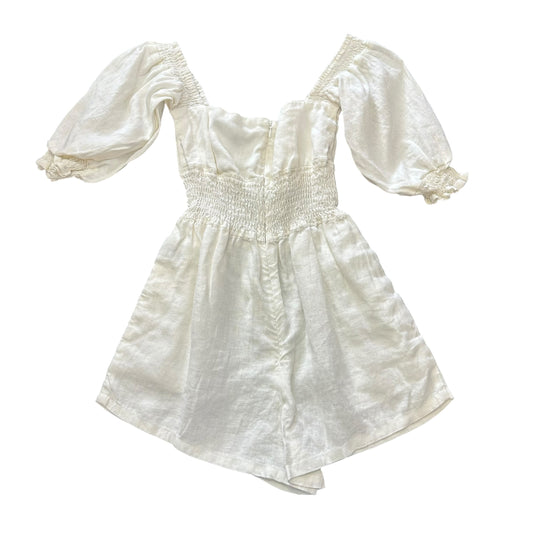 WE WORE WHAT CREAM SMOCKED WAIST ROMPER 100 XS