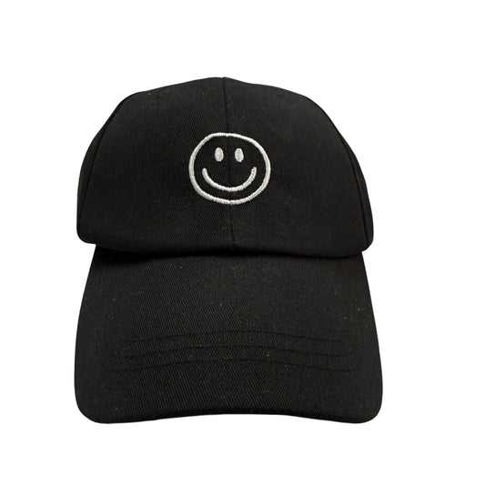 BLACK CAP EMBROIDERED SMILEY FACE 261 OS