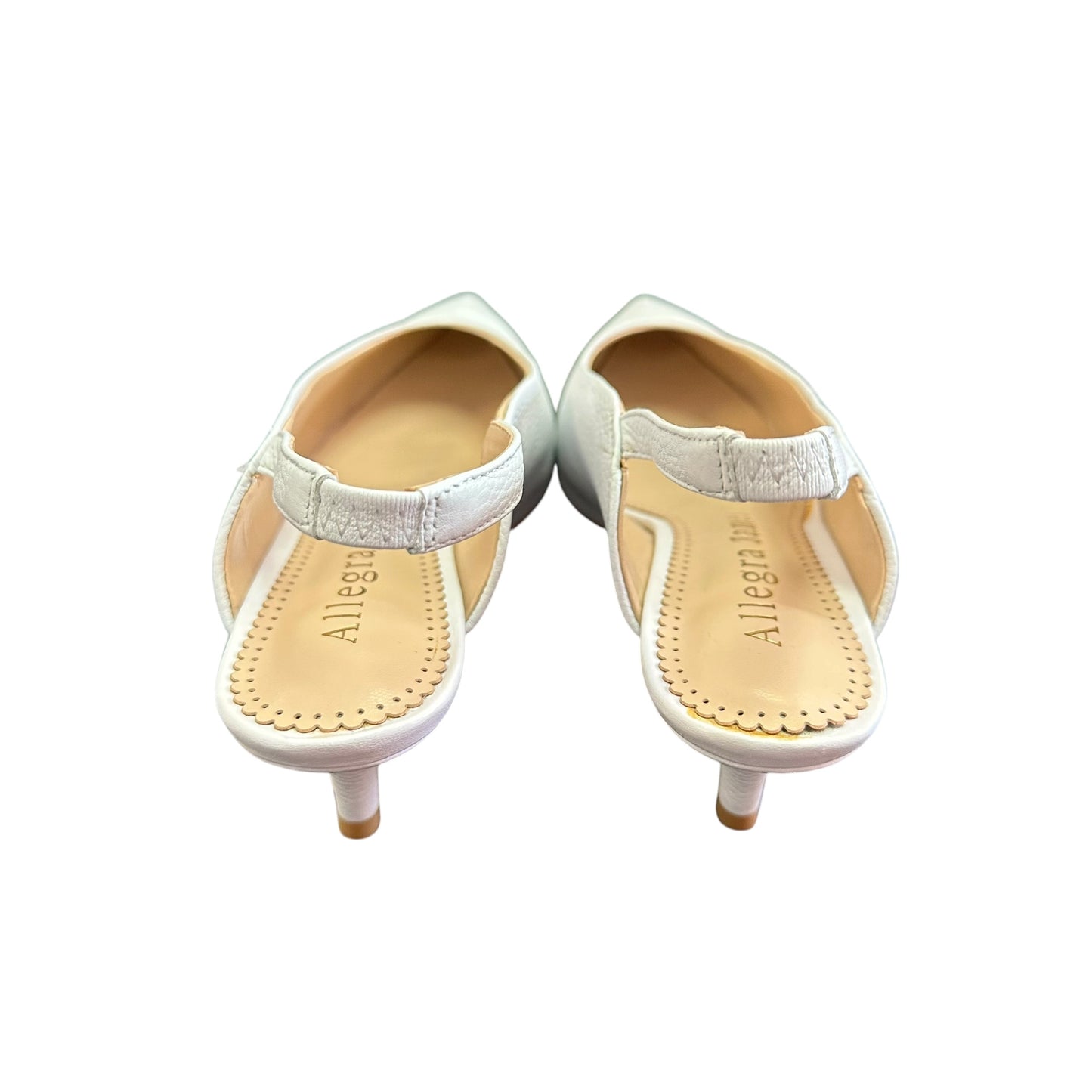 ALLEGRA JAMES WHITE CELINE SLING BACK HEELS 214 SZ 8.5