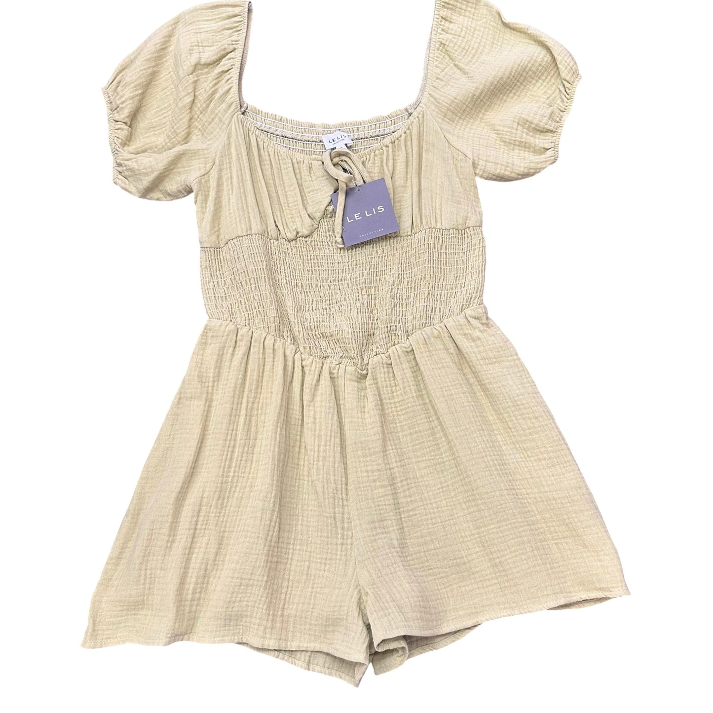 LE LIS GREEN ROMPER SMOCKED WAIST PUFF SLEEVE NWT 100 SMALL