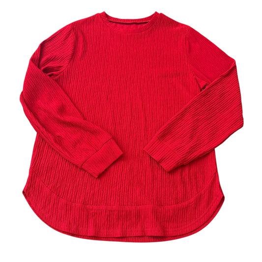 RED RIBBED SWEATER W ROUND HEM 124 MEDIUM