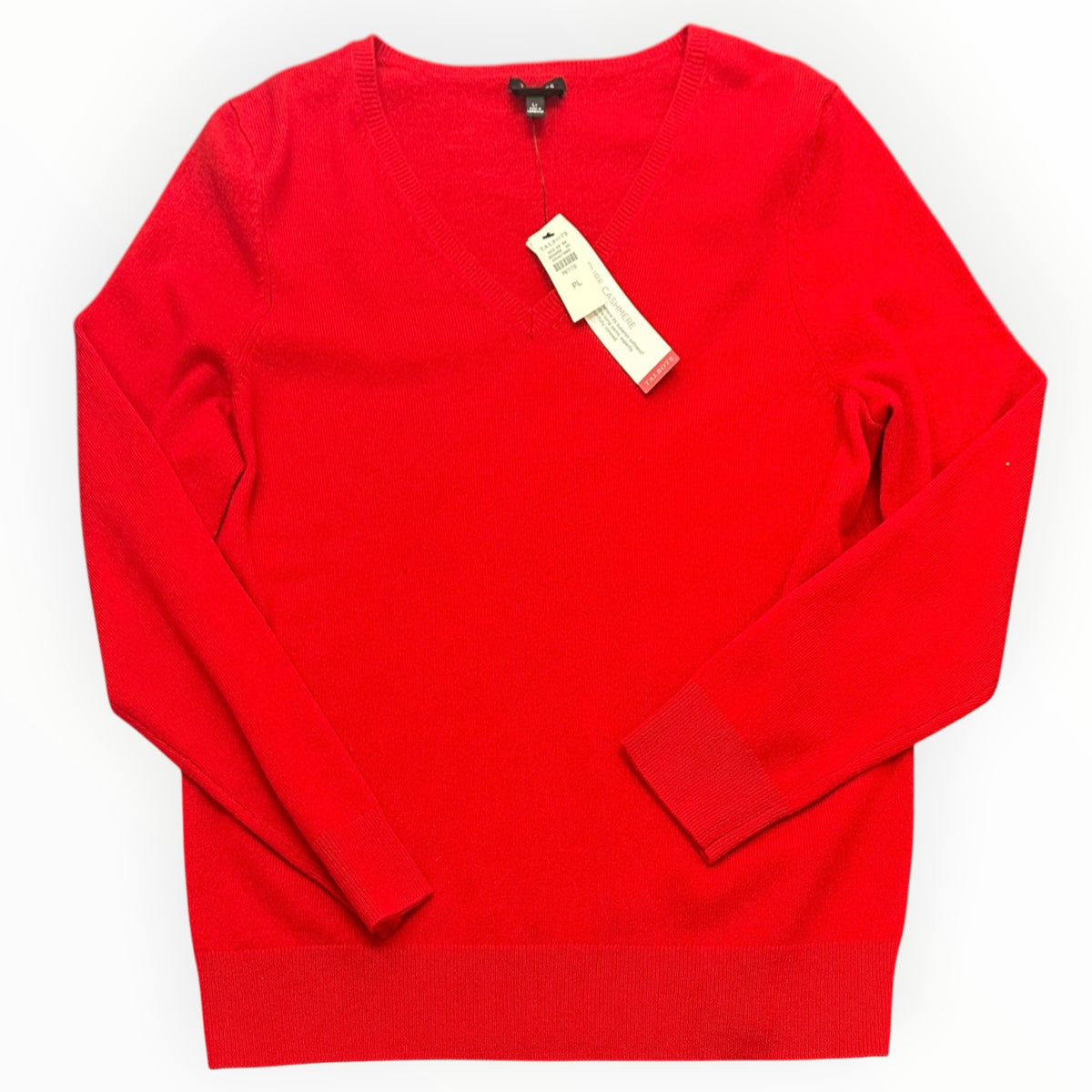 TALBOTS RED CASHMERE SWEATER NWT 100 LARGE PETITE