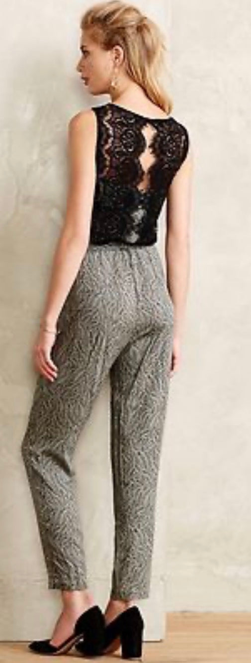 ANTHROPOLOGIE ELEVENSES LACE STRAIGHT LEG JUMPSUIT 100 SZ 6