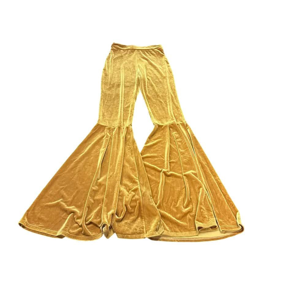 TURQUOISE HAVEN GOLD VELOUR BELL BOTTOMS 100 MEDIUM