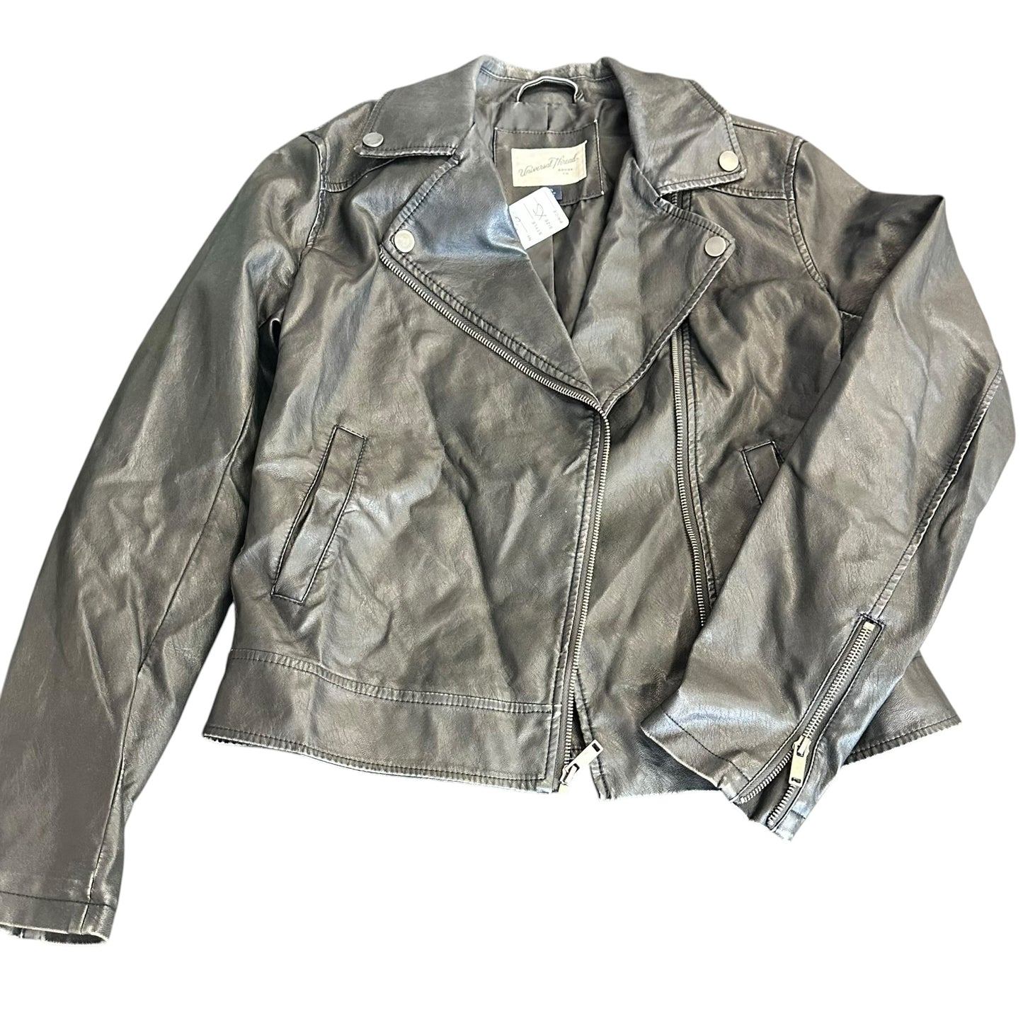 UNIVERSAL THREADS BLACK FAUX LEATHER MOTO JACKET 223 XS