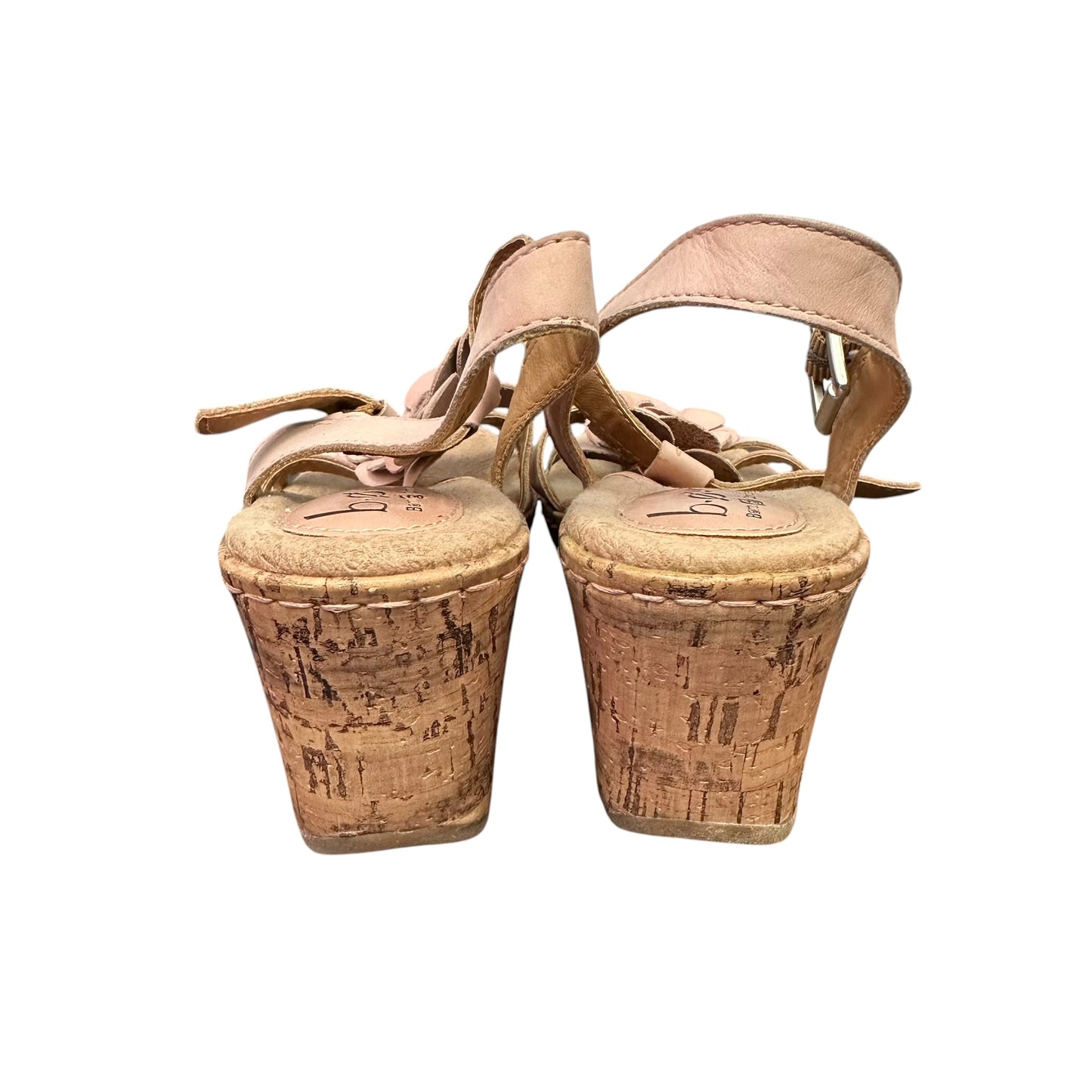BOC PINK LEATHER FLORAL CORK WEDGES 169 SZ 7