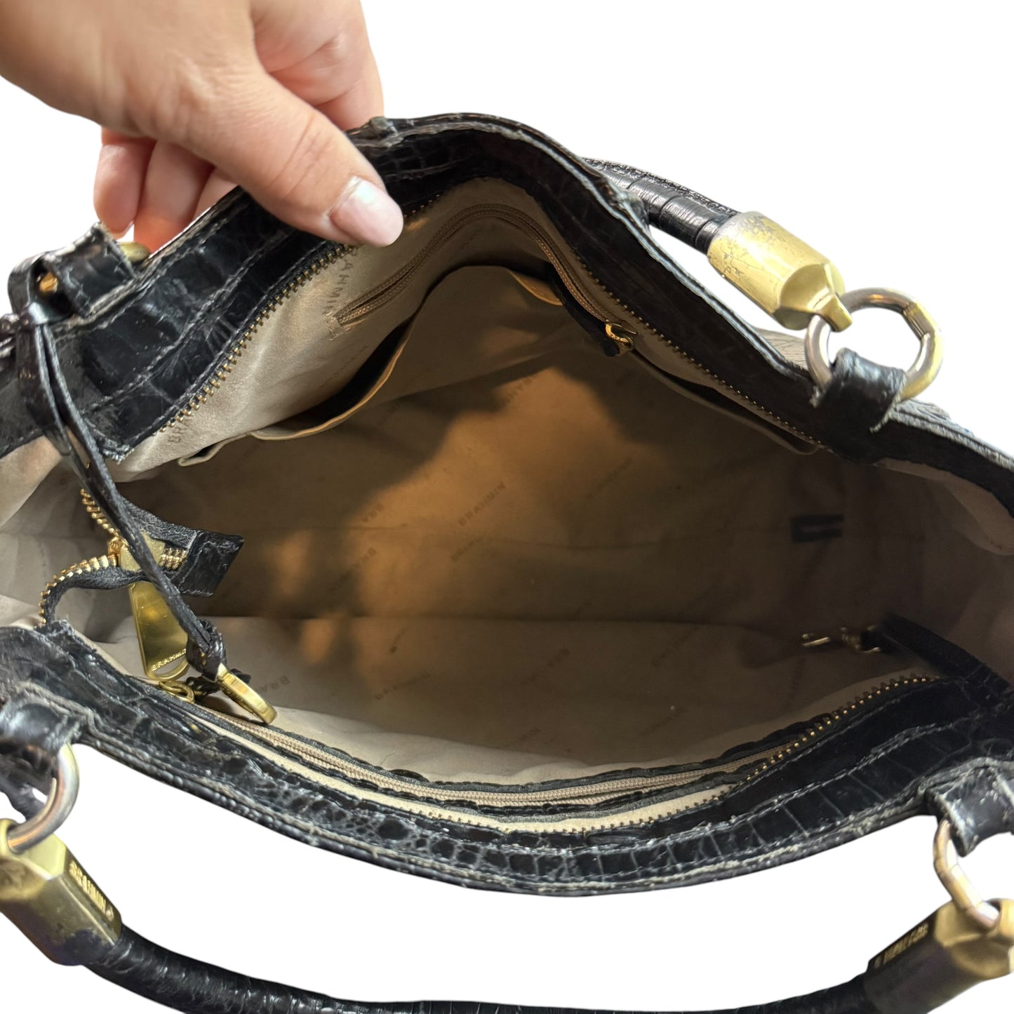 BRAHMIN RUBY BLACK MELBOURNE PATENT LETHER SATCHEL BAG 100