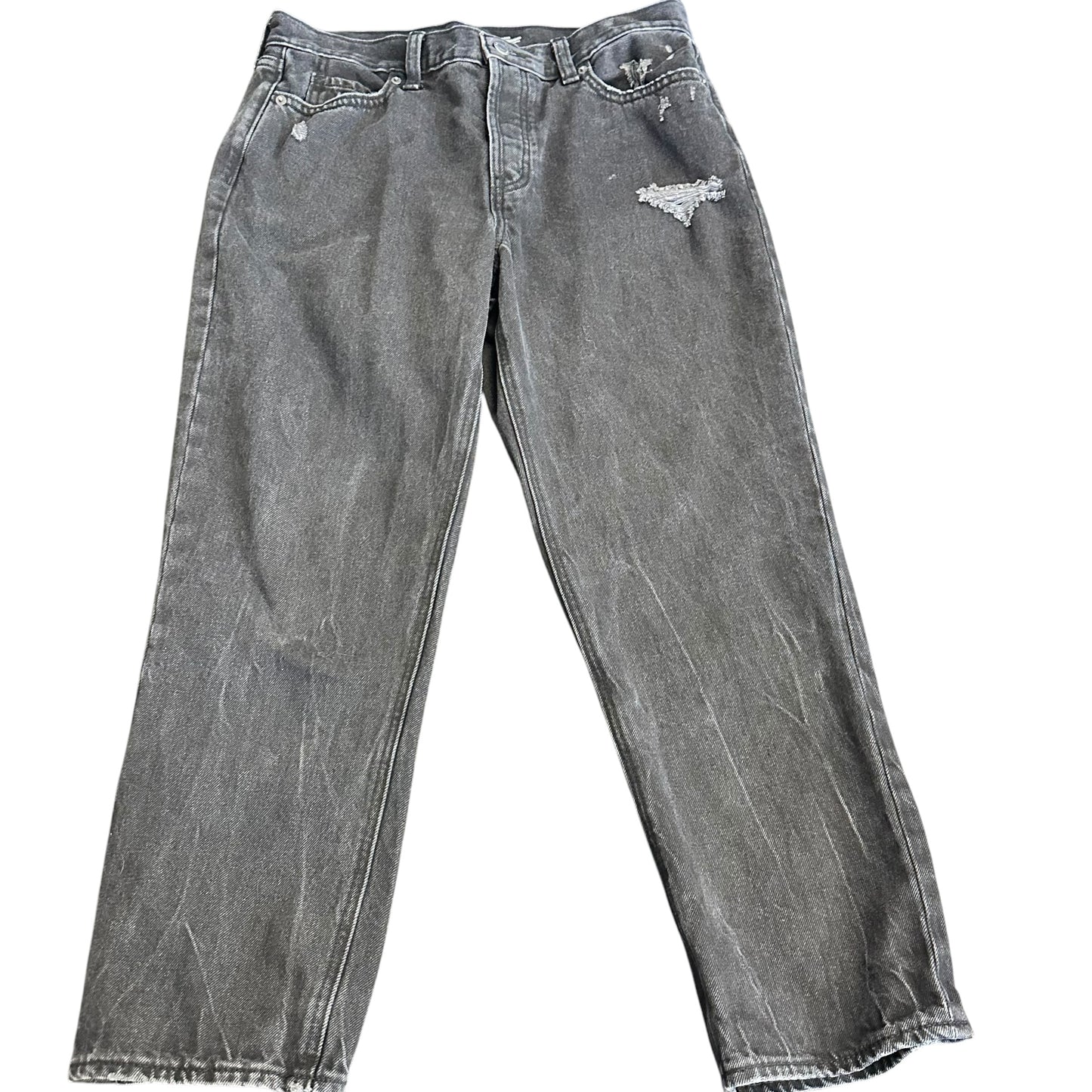 OLD NAVY BLACK DENIM JEANS HIGH RISE SLOUCHY STRAIGHT 244 SZ 10 TALL