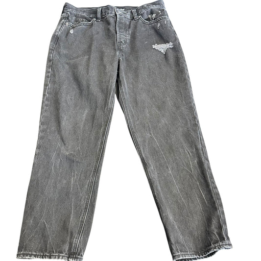 OLD NAVY BLACK DENIM JEANS HIGH RISE SLOUCHY STRAIGHT 244 SZ 10 TALL