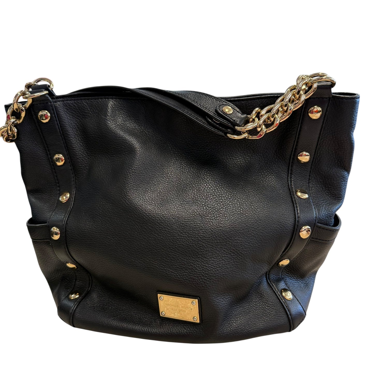 MICHAEL KORS DELANCY LARGE BLACK PEBBLED LEATHER SHOULDER BAG 217