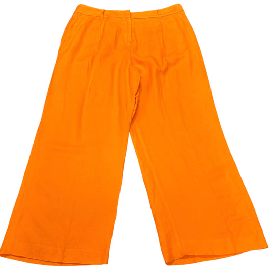 LOFT ORANGE WIDE LEG PLEATED TROUSERS LINEN BLEND 100 SZ 14 PETITE
