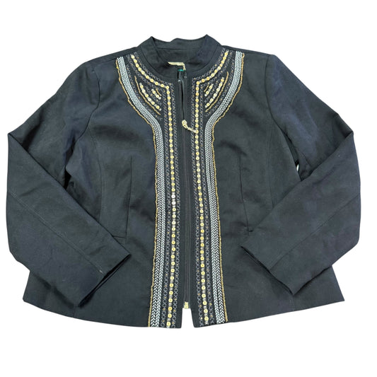 TANJAY BLACK BEADED FULL ZIP LINED JACKET 180 SZ 10 PETITES