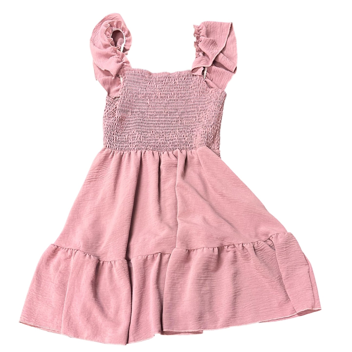 ROSE PINK SMOCKED TIERED DRESS 263 MEDIUM