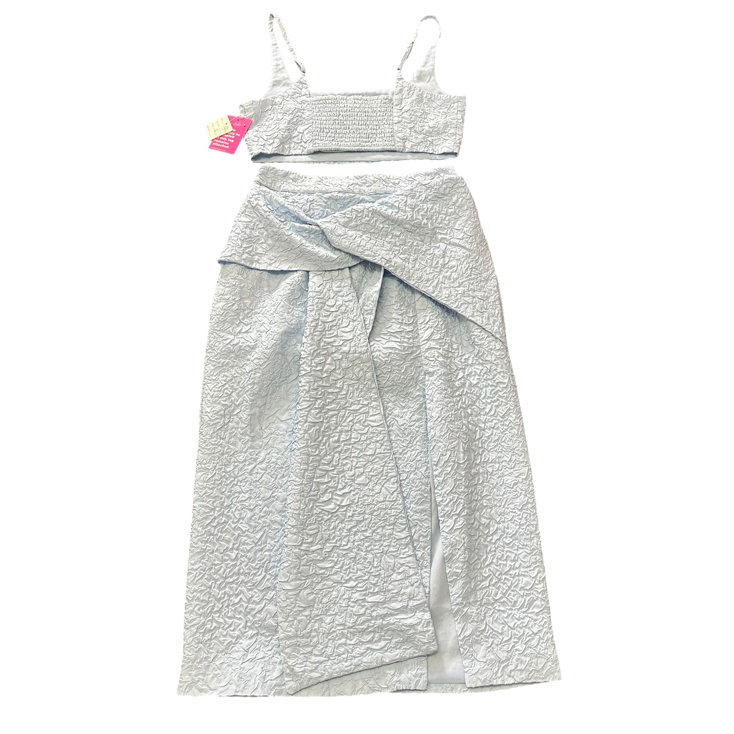 BUDDY LOVE LIGHT BLUE 2 PC CROP TOP CRINKLED SKIRT NWT 122 SMALL