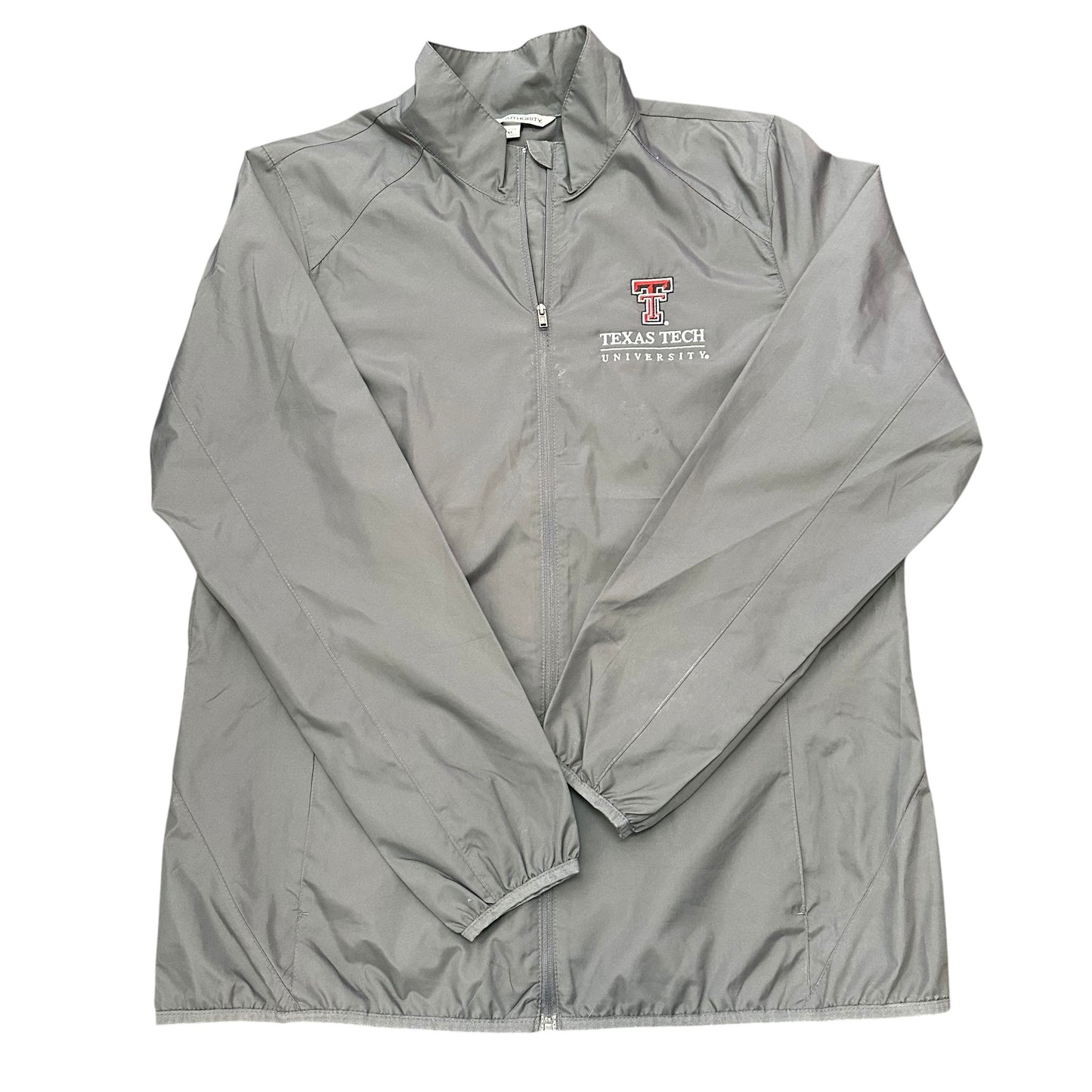PORT AUTHORITY GRAY WINDBREAKER FULL ZIP JACKET TEXAS TECH 100 XL