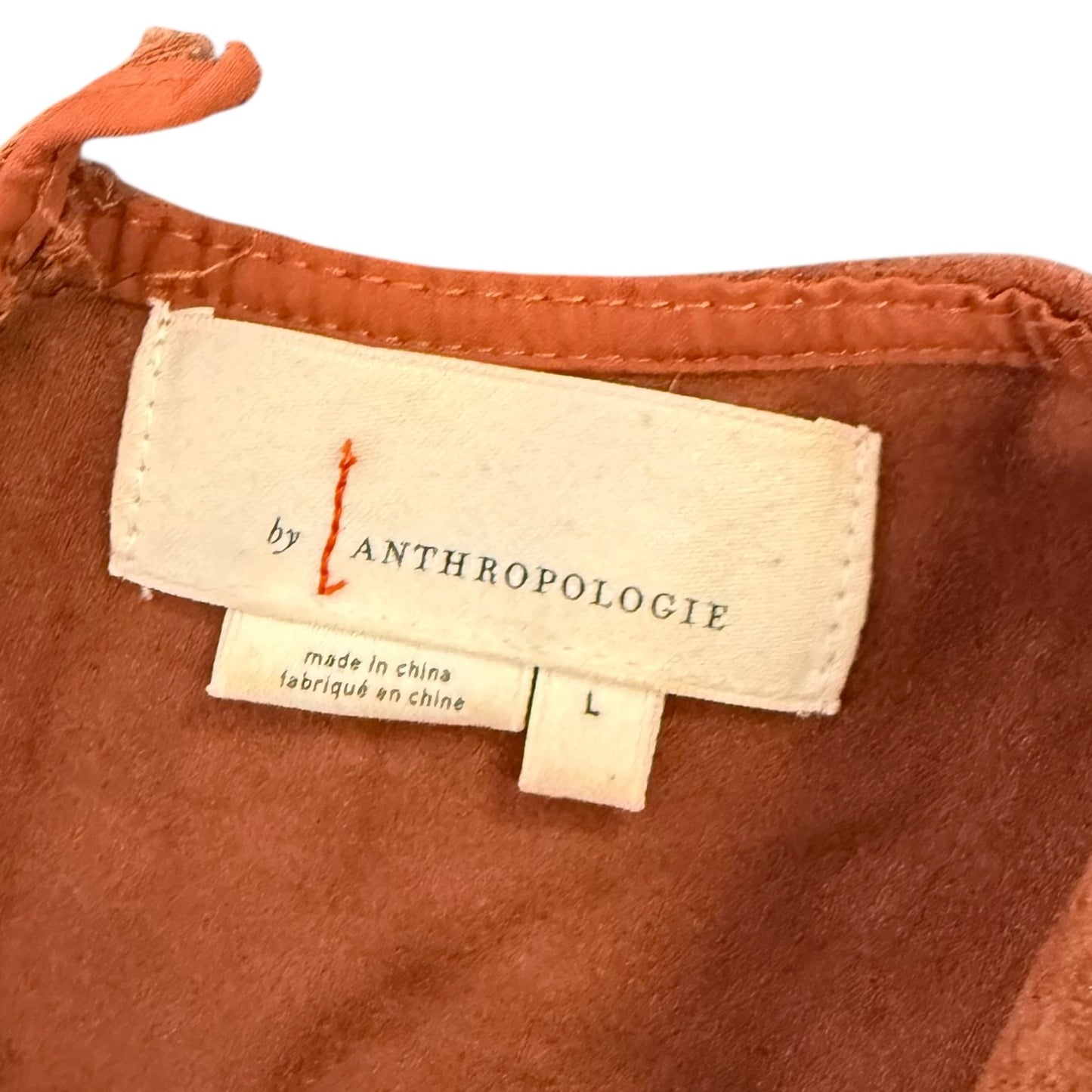 ANTHROPOLOGIE FAUX SUEDE BROWN JUMPSUIT 100 LARGE
