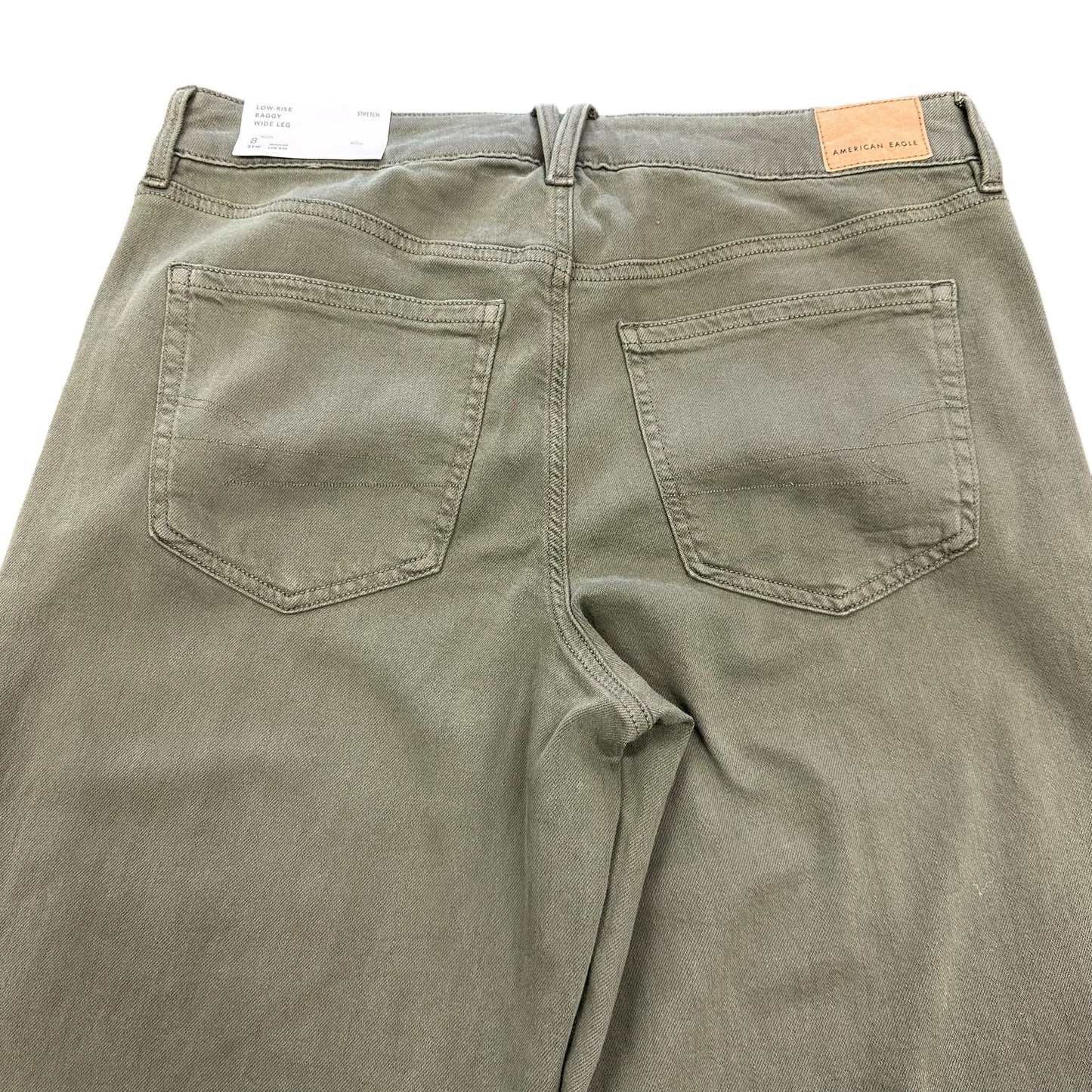 AMERICAN EAGLE LOW RISE BAGGY WIDE GREEN JEANS 153 NWT SZ 8