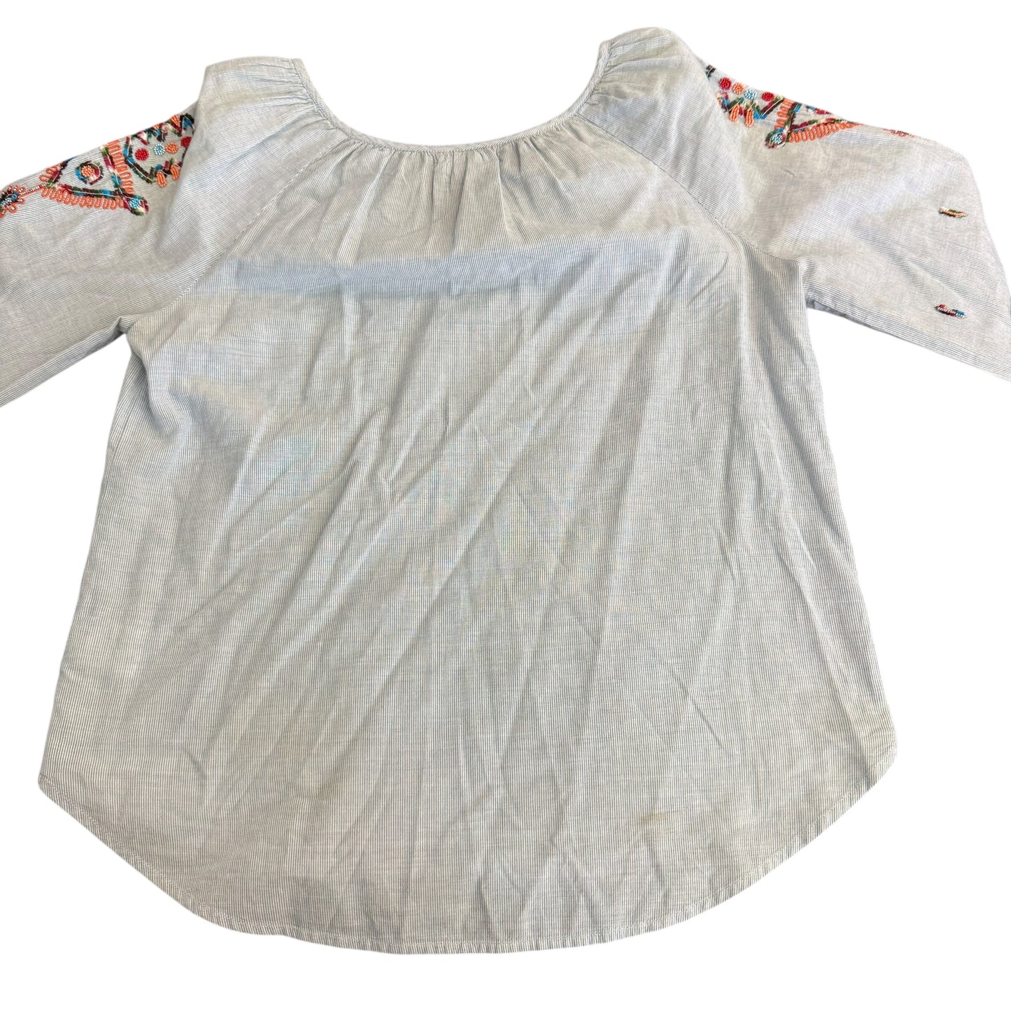 VELVET GRAHAM SPENCER STRIPED BLOUSE EMBROIDERED BEADED 100 SMALL