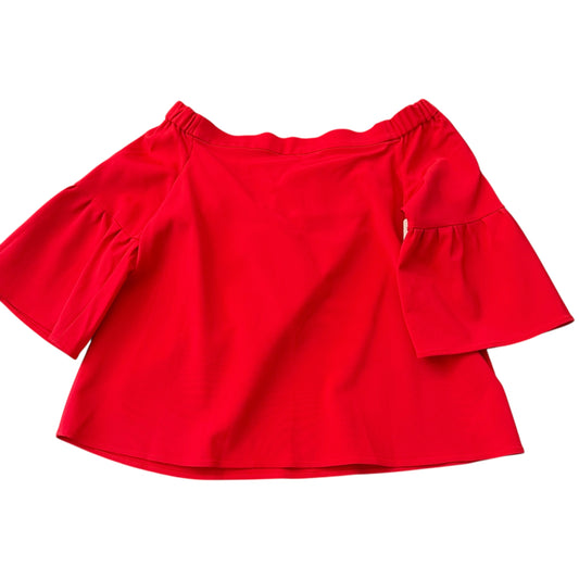 TIBI FALLIE RED OFF SHOULDER BOXY BLOUSE 249 SZ 8