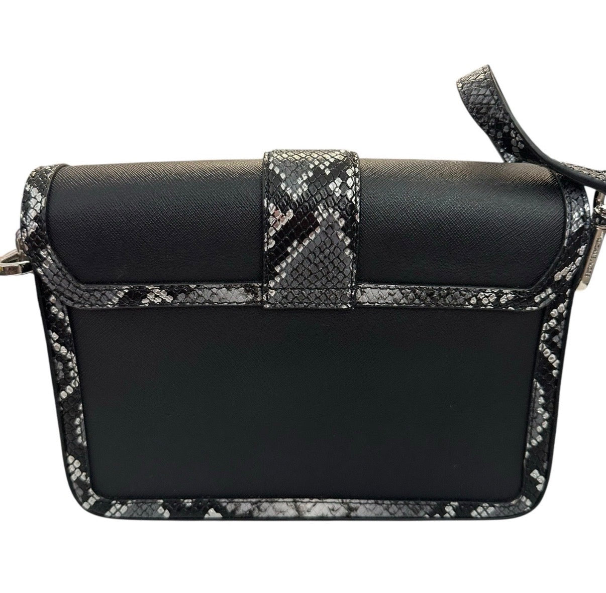 MICHAEL KORS CARMEN MEDIUM CONVERTIBLE SHOULDER FLAP BAG EXOTIC BLACK PURSE