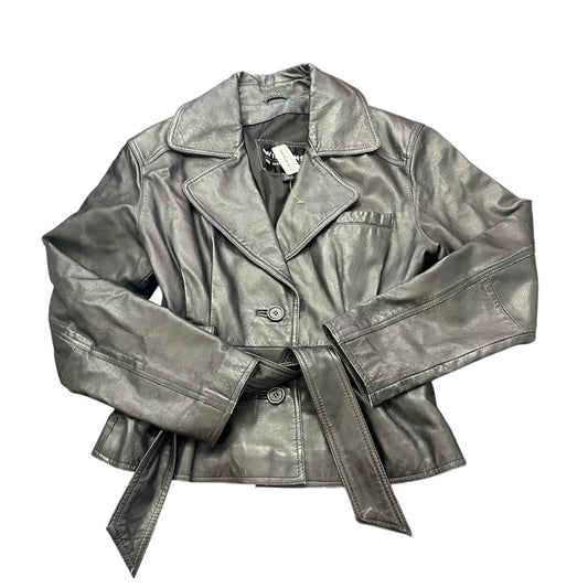 WILSONS VINTAGE BLACK LEATHER JACKET BELTED 100 XS