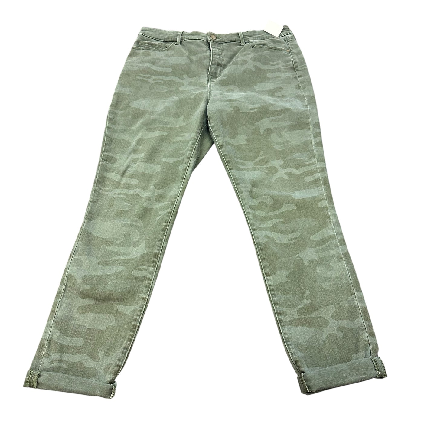 SOCIAL STANDARD BY SANCTUARY CAMO HIGH RISE SKINNY PANTS 38 SZ 14