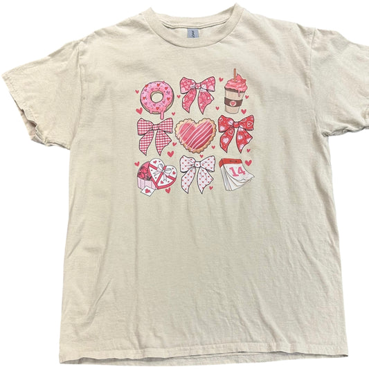 GILDAN TAN VALENTINES DAY T-SHIRT 100 MEDIUM