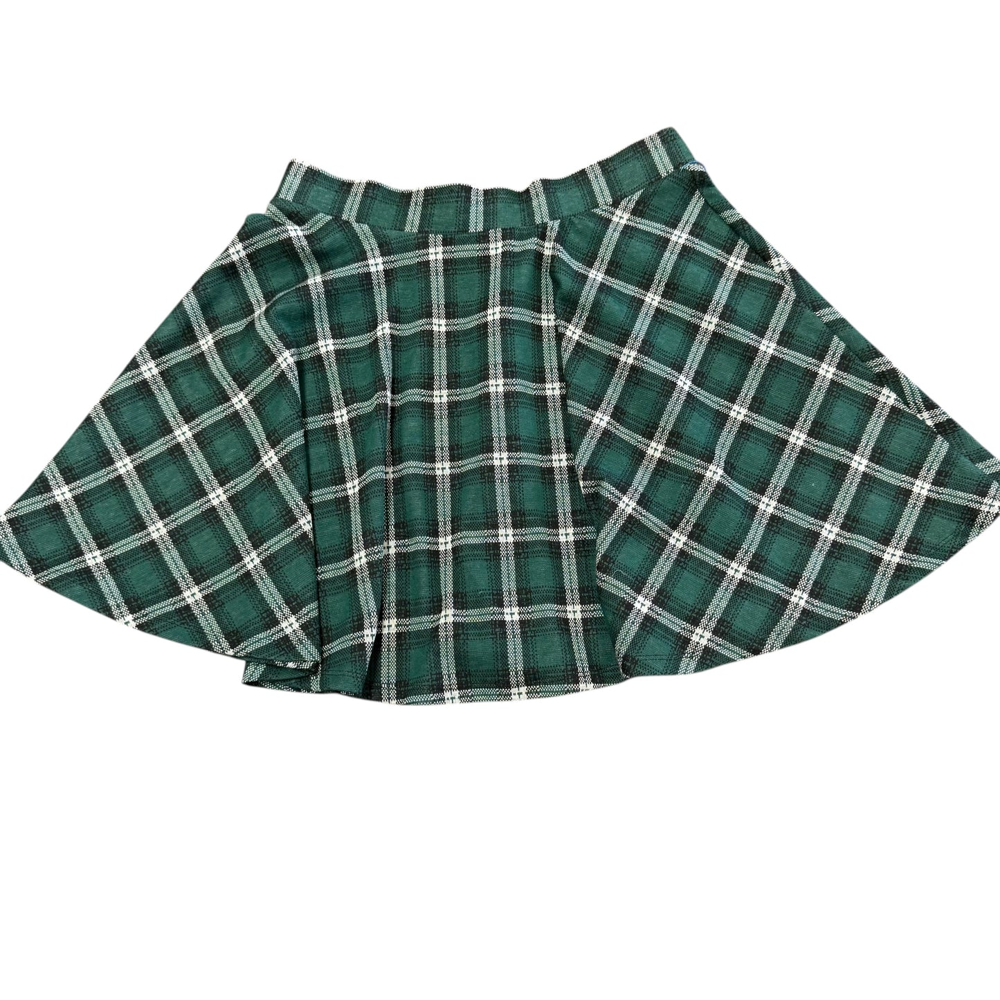 GO FASHION GREEN PLAID PULL ON SKATER SKIRT 143 MEDIUM