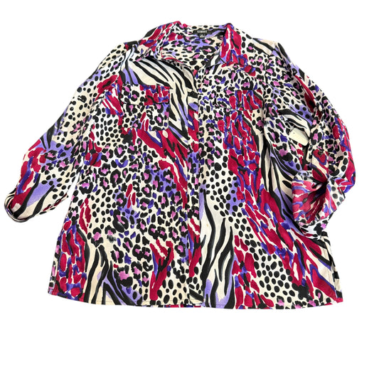 ELEMENTZ BUTTON UP COLORFUL ANIMAL PRINT BLOUSE 249 MEDIUM