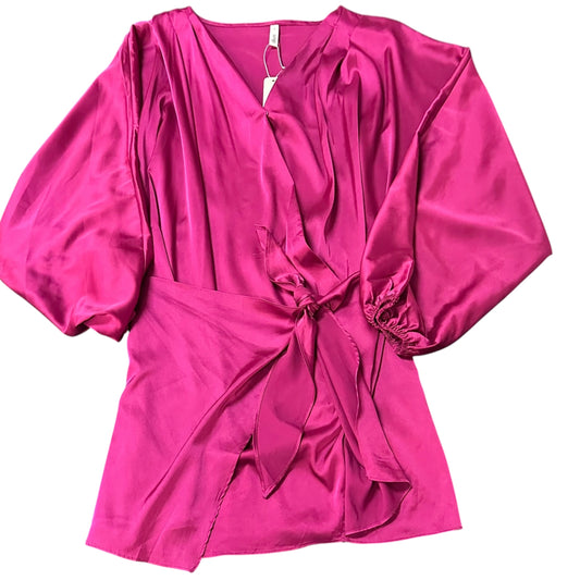 GLAM MAGENTA SATIN WRAP DRESS 279 LARGE