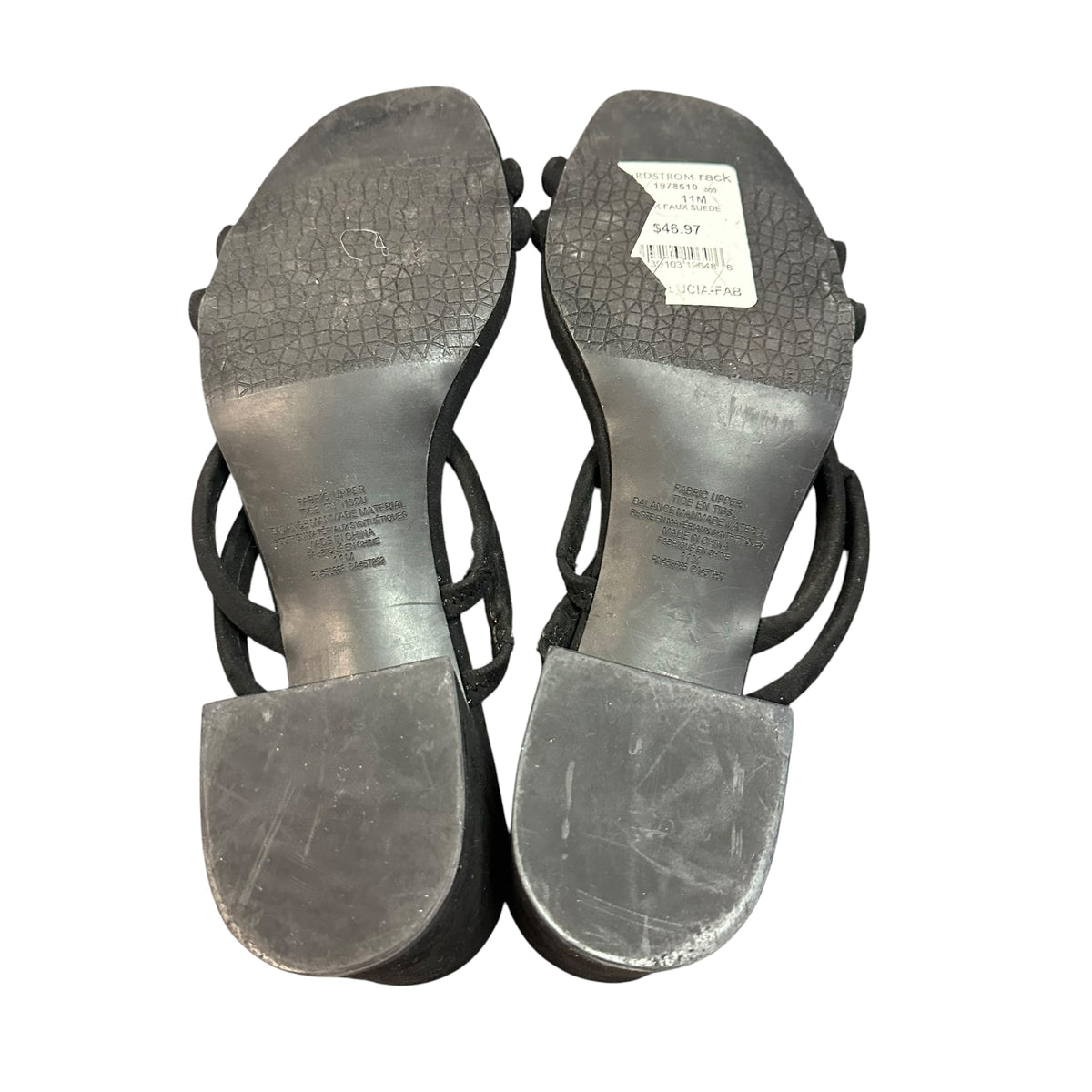 BP BLACK DOUBLE STRAP BLOCK HEEL SANDALS 100 SZ 11
