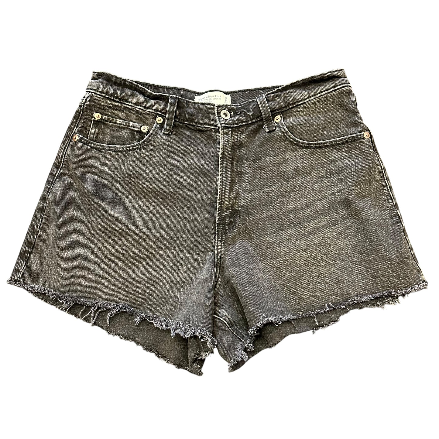 ABERCROMBIE & FITCH BLACK DENIM 90s RELAXED CUT OFF SHORTS 26 SZ 12