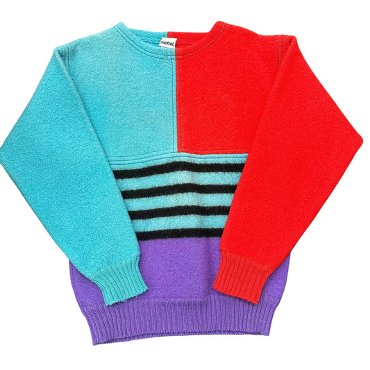 VINTAGE MISTAL COLORBLOCK SWEATER 100% LAMBSWOOL 100 SMALL