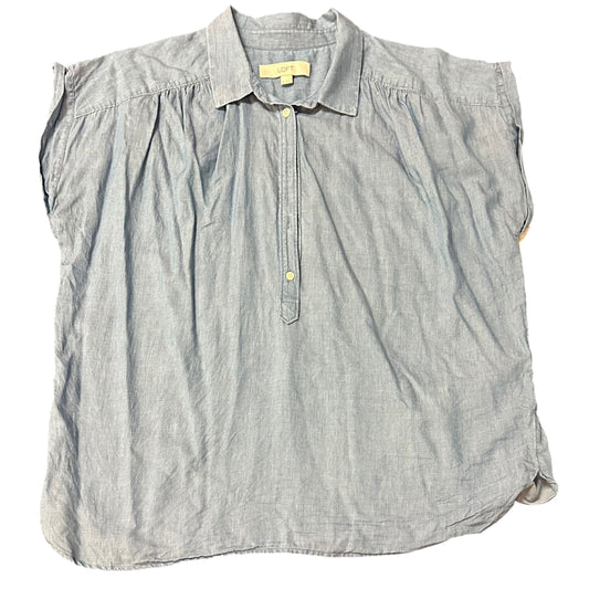 LOFT CHAMBRAY BLUE POPOVER BLOUSE 171 LARGE
