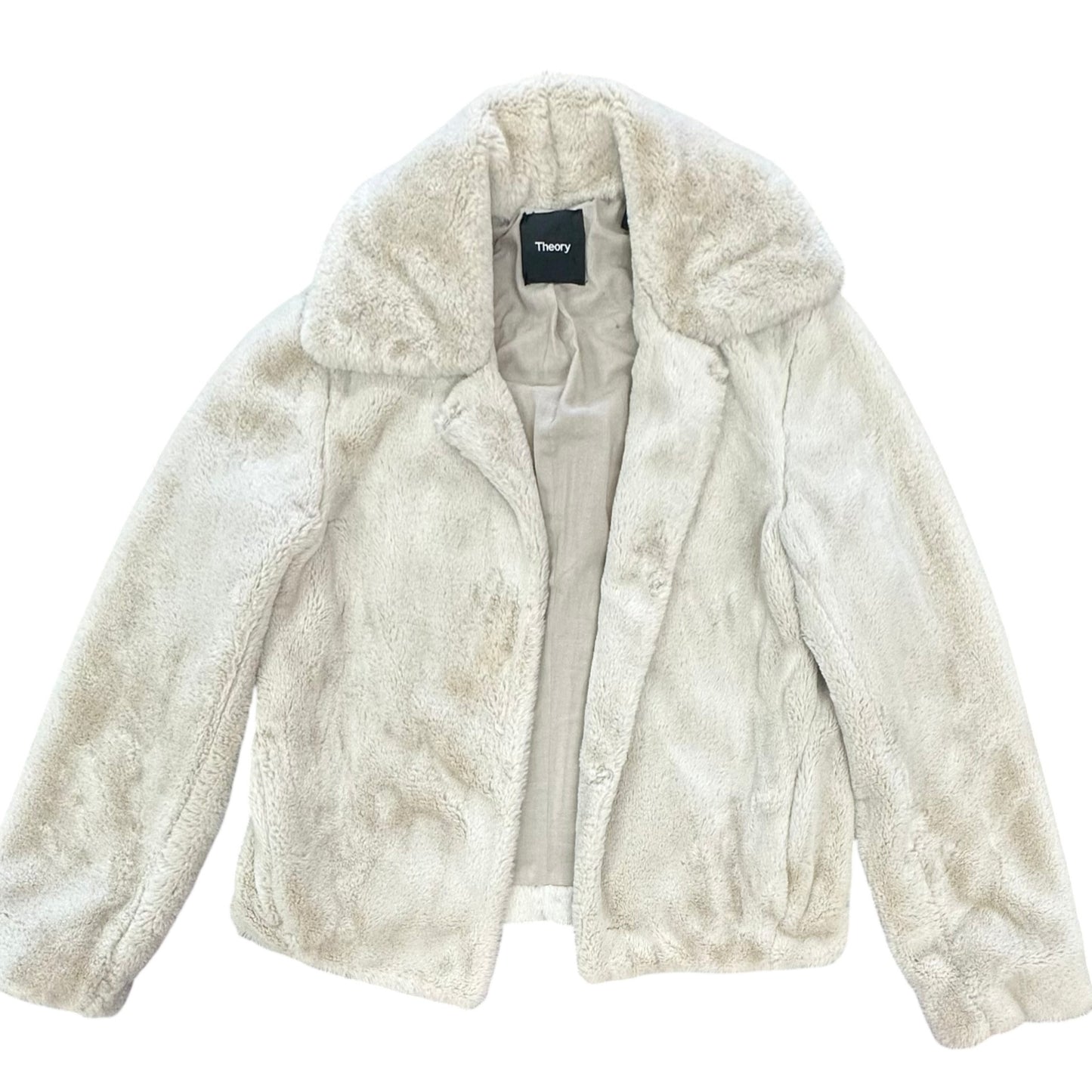 THEORY BEIGE FAUX FUR JACKET 100 MEDIUM