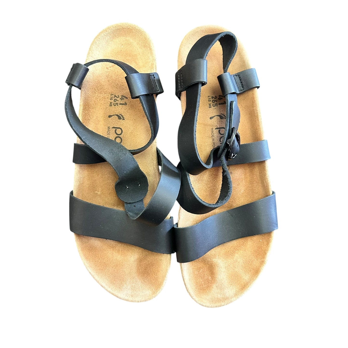 PAPILLIO BIRKENSTOCK  BLACK WEDGE SANDALS 123 SZ 10