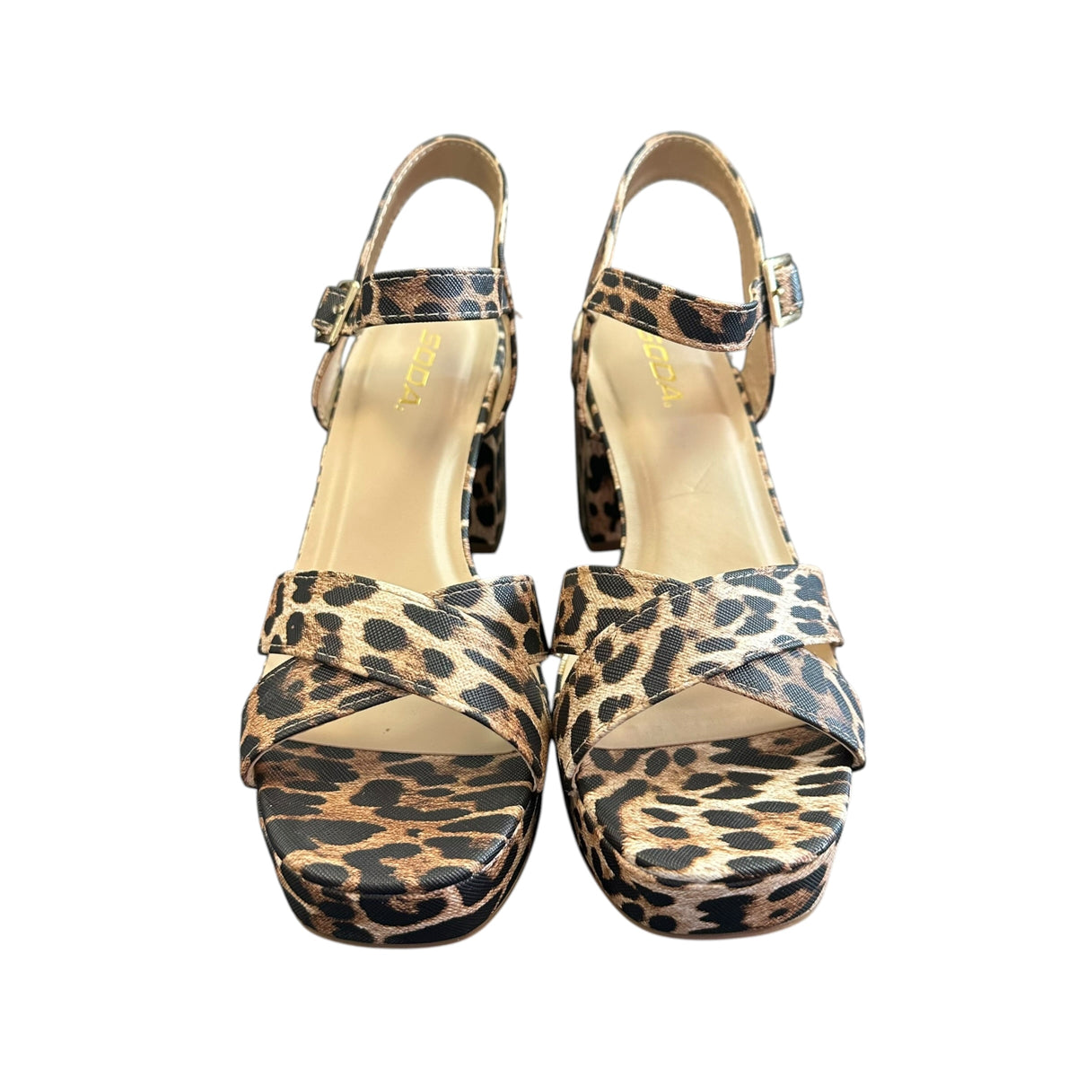 SODA ANIMAL PRINT PLATFORM HEELS 58 SZ 9