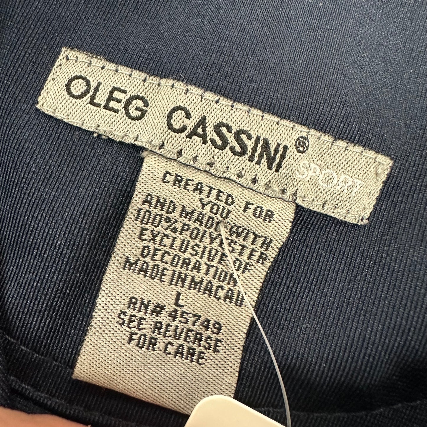 OLEG CASSINI SPORT TRACK JACKET FULL ZIP NAVY WHITE STRIPED SLEEEVES 15 LARGE *SPOT