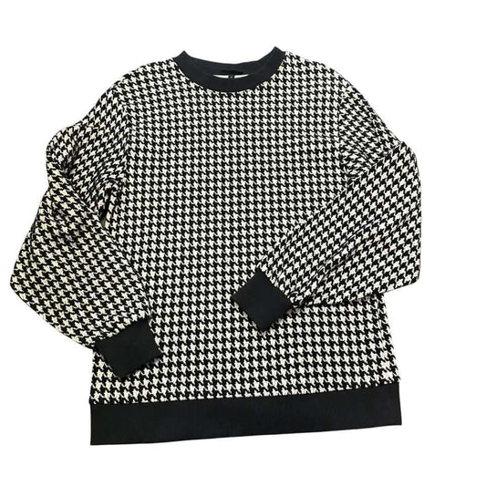 WHO WHAT WEAR BLACK WHITE HOUNDSTOOTH SWEATER 100 SMALL