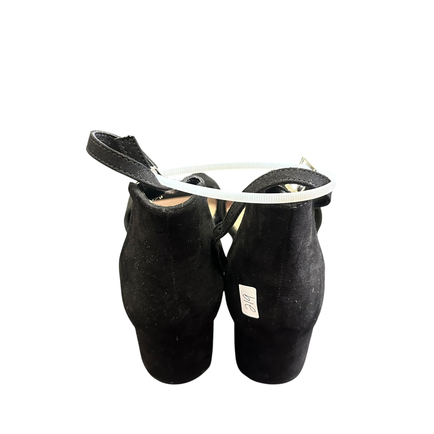 SUGAR BLACK ANKLE STRAP BLOCK HEELS NWOB 219 SZ 10 WIDE