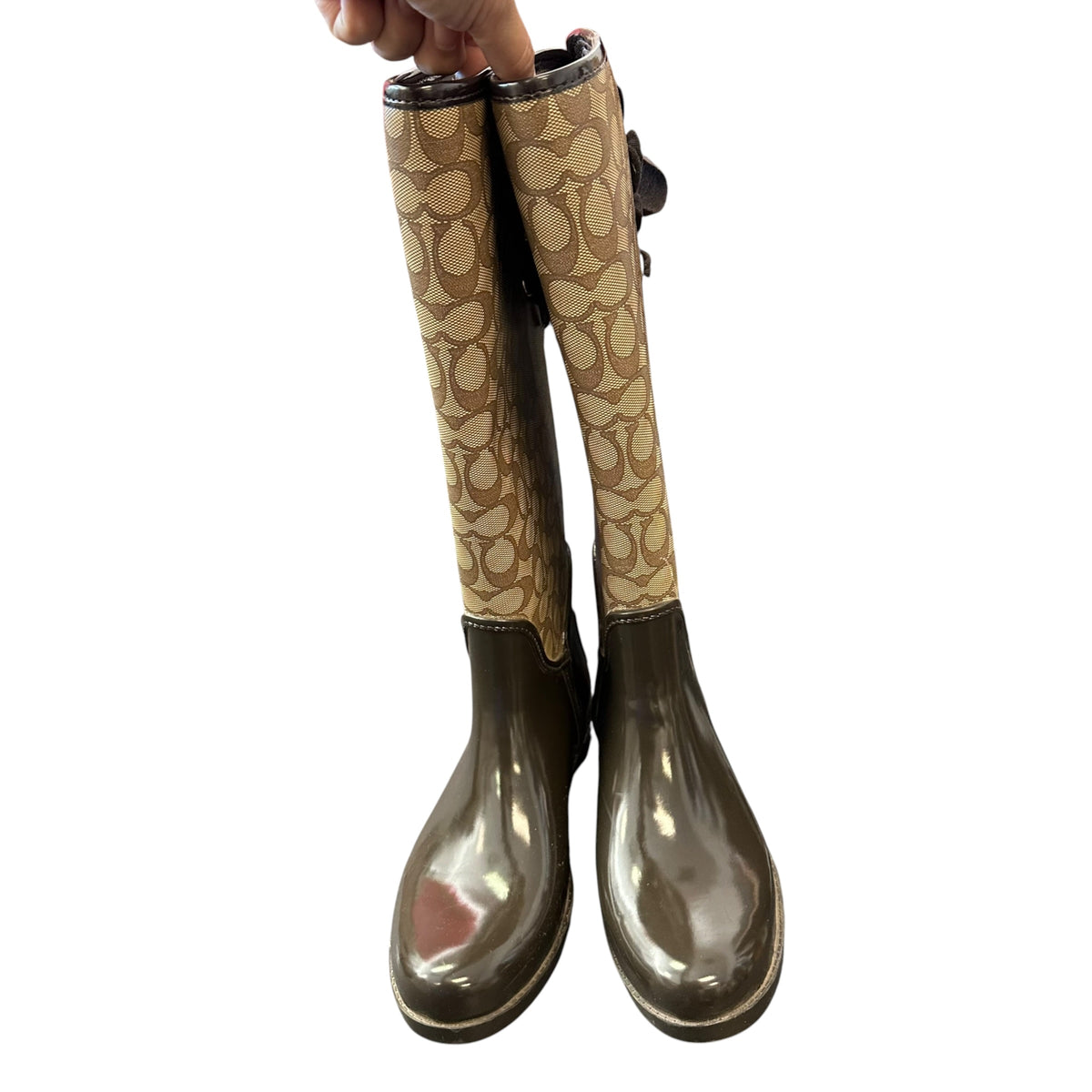 COACH TRISTEE SIGNATURE CORSET RAIN BOOTS 289 SZ 9