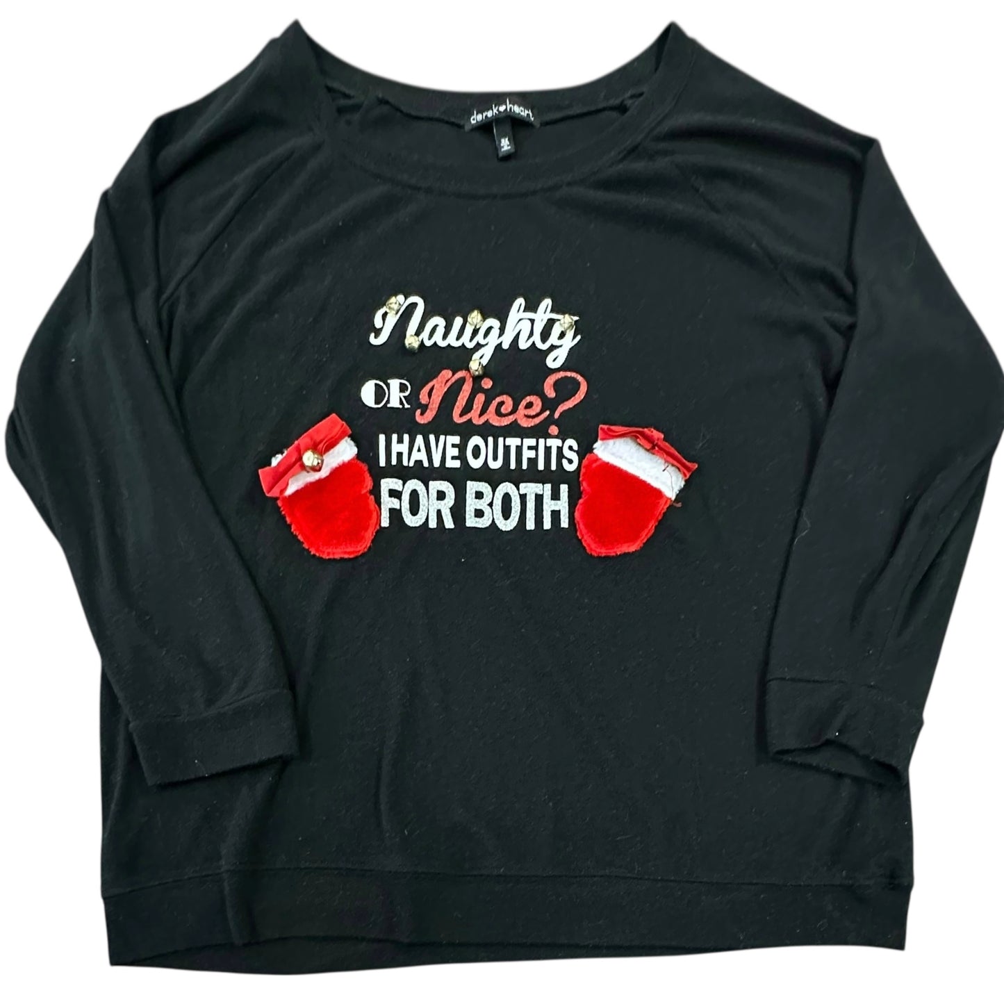 NAUGHTY OR NICE BLACK CHRISTMAS LONG SLEEVE TOP 219 3XL