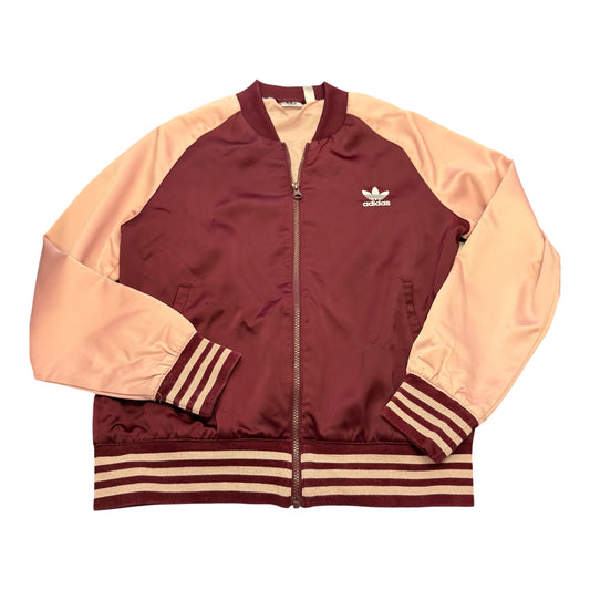 ADIDAS BOMBER JACKET MAROON PINK SATIN FULL ZIP 100 MEDIUM
