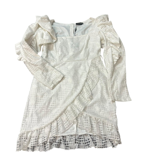 PRETTYLITTLETHINGS WHITE RUFFLE DRESS NWT 163 SZ 8