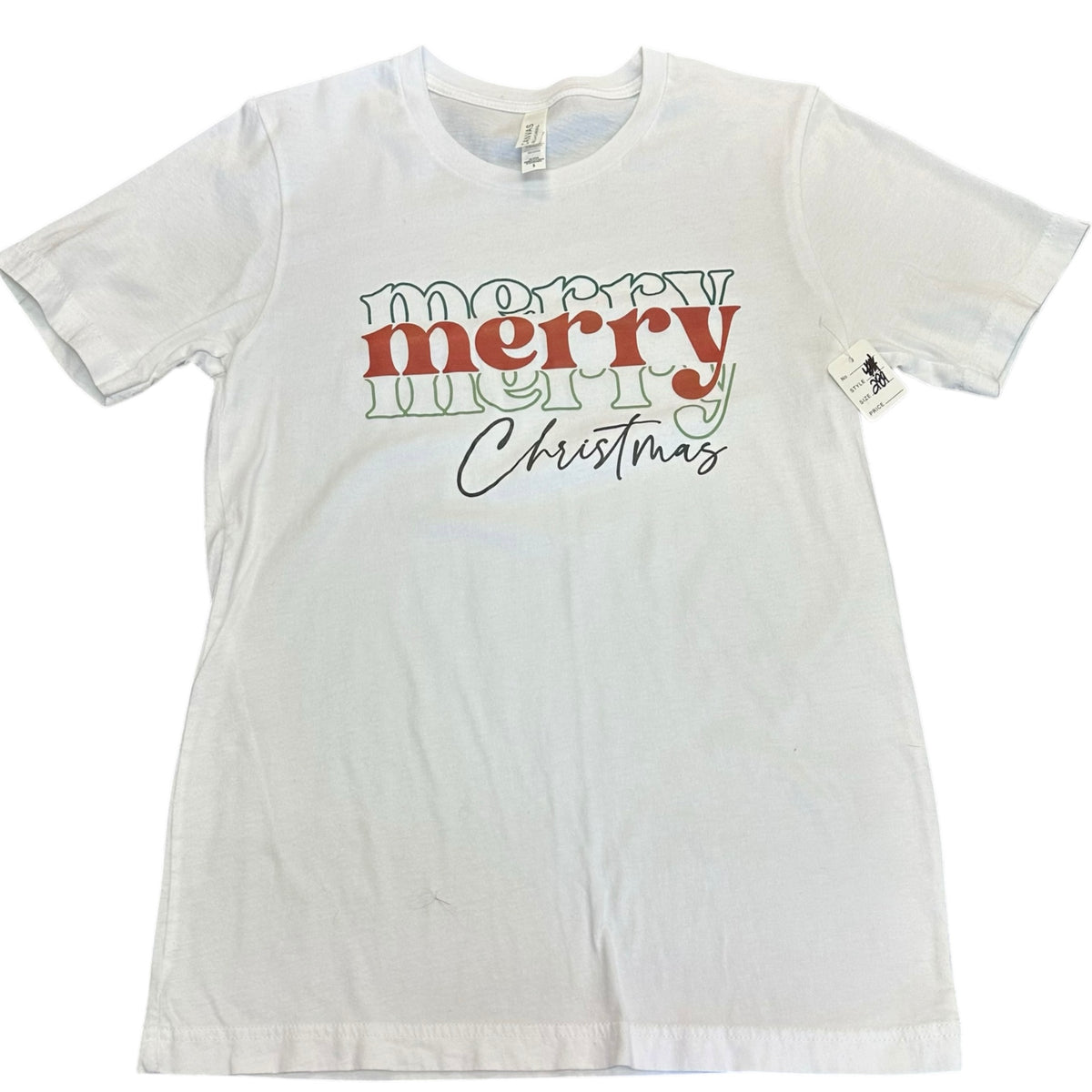 MERRY CHRISTMAS WHITE TSHIRT 289 SMALL