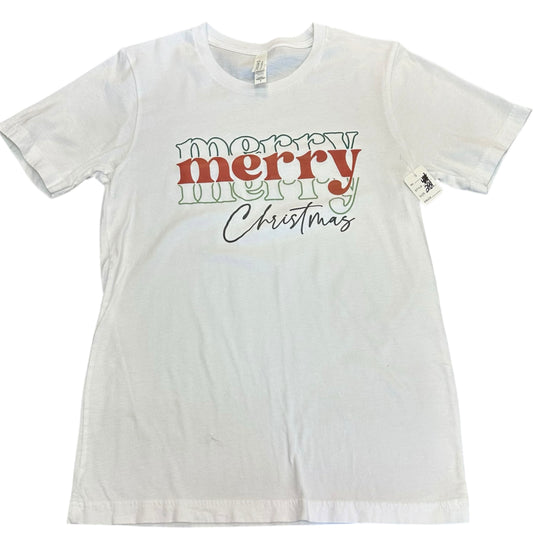 MERRY CHRISTMAS WHITE TSHIRT 289 SMALL