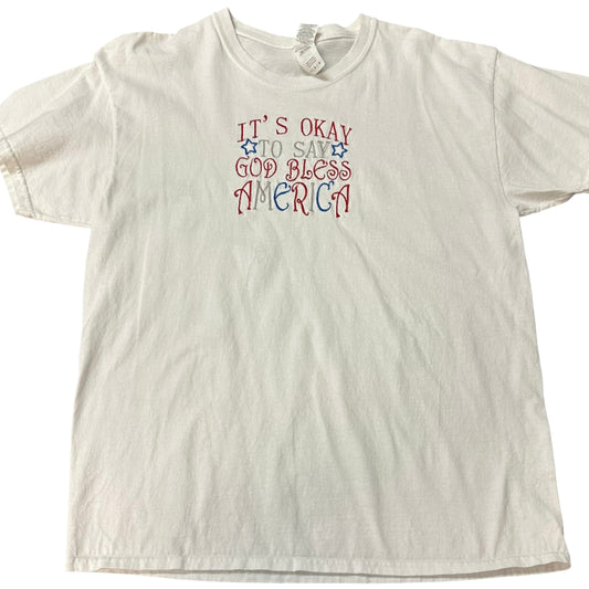 GOD BLESS AMERICA EMBROIDER TSHIRT VINTAGE 100 LARGE