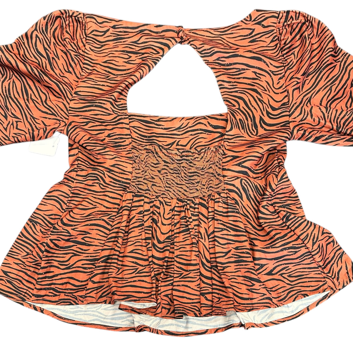 FREE PEOPLE ZEBRA PRINT BABYDOLL BLOUSE 289 SMALL