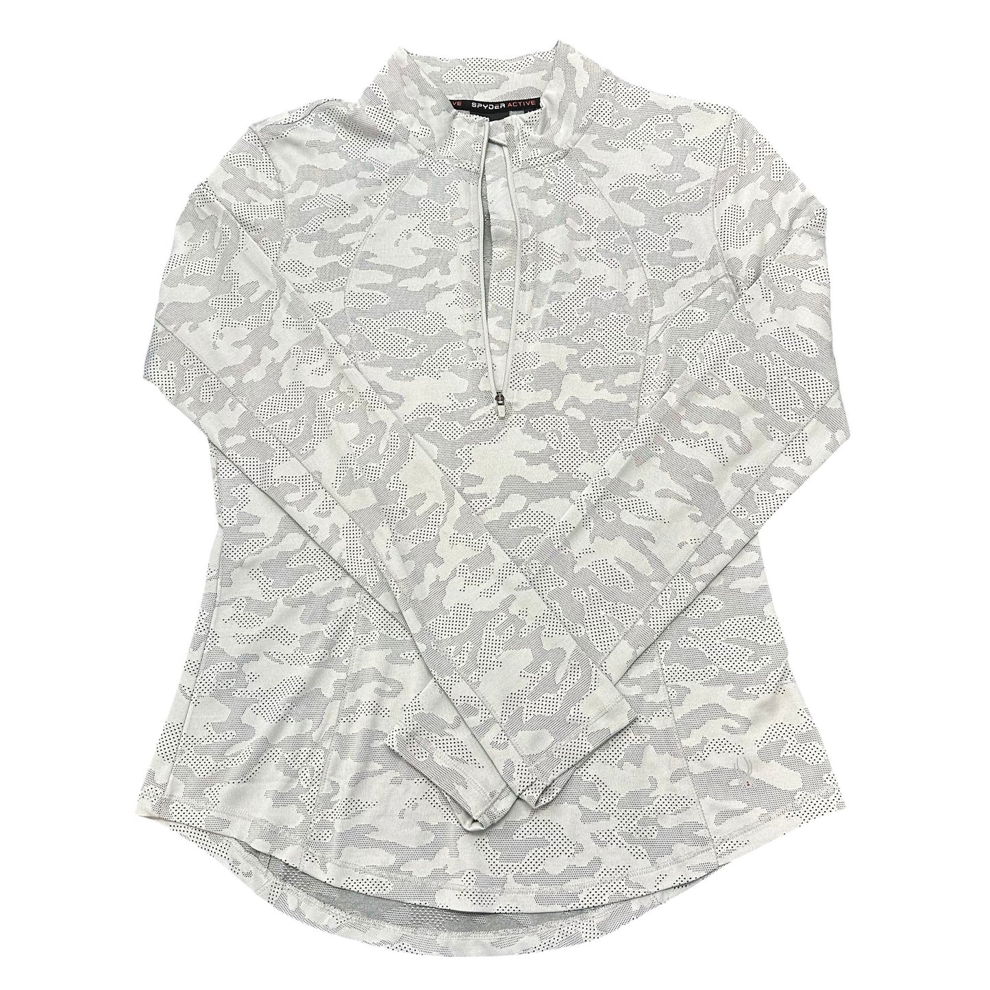 SPYDER ACTIVE GRAY CAMO QUARTER ZIP 100 MEDIUM