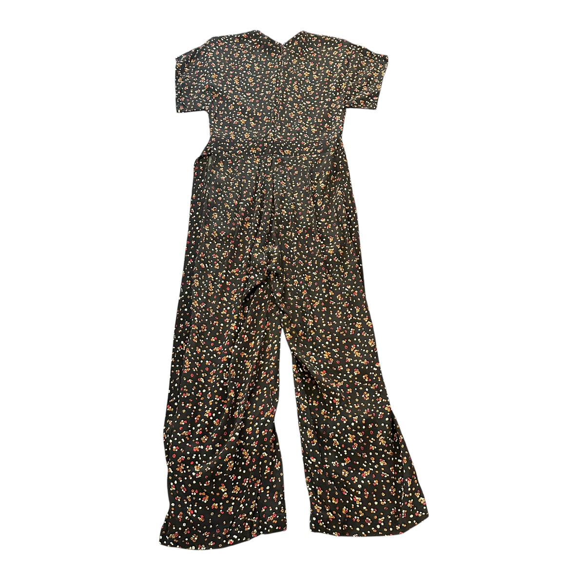 FAITHFULL BLACK FLORAL WIDE LEG JUMPSUIT 100 XS